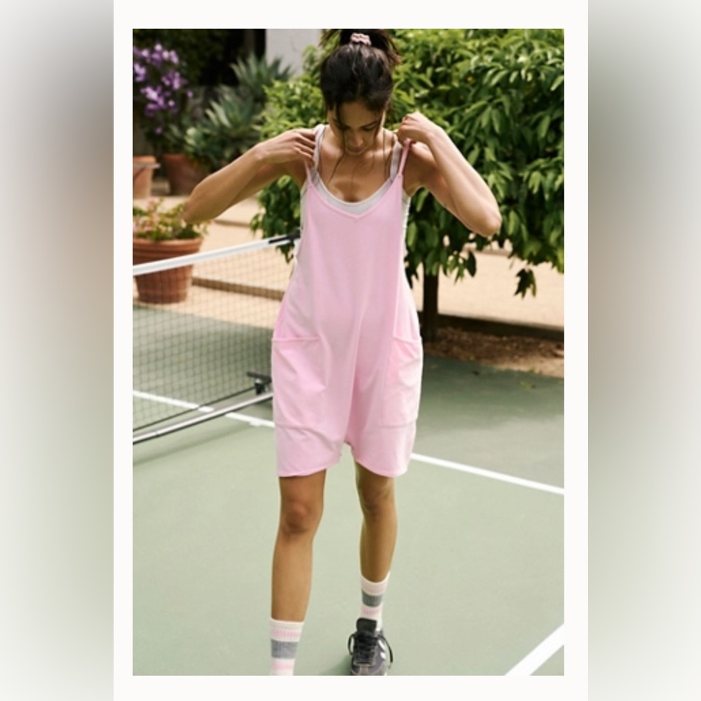 Free people hot shot romper: sold out Prism Pink. BNWT
